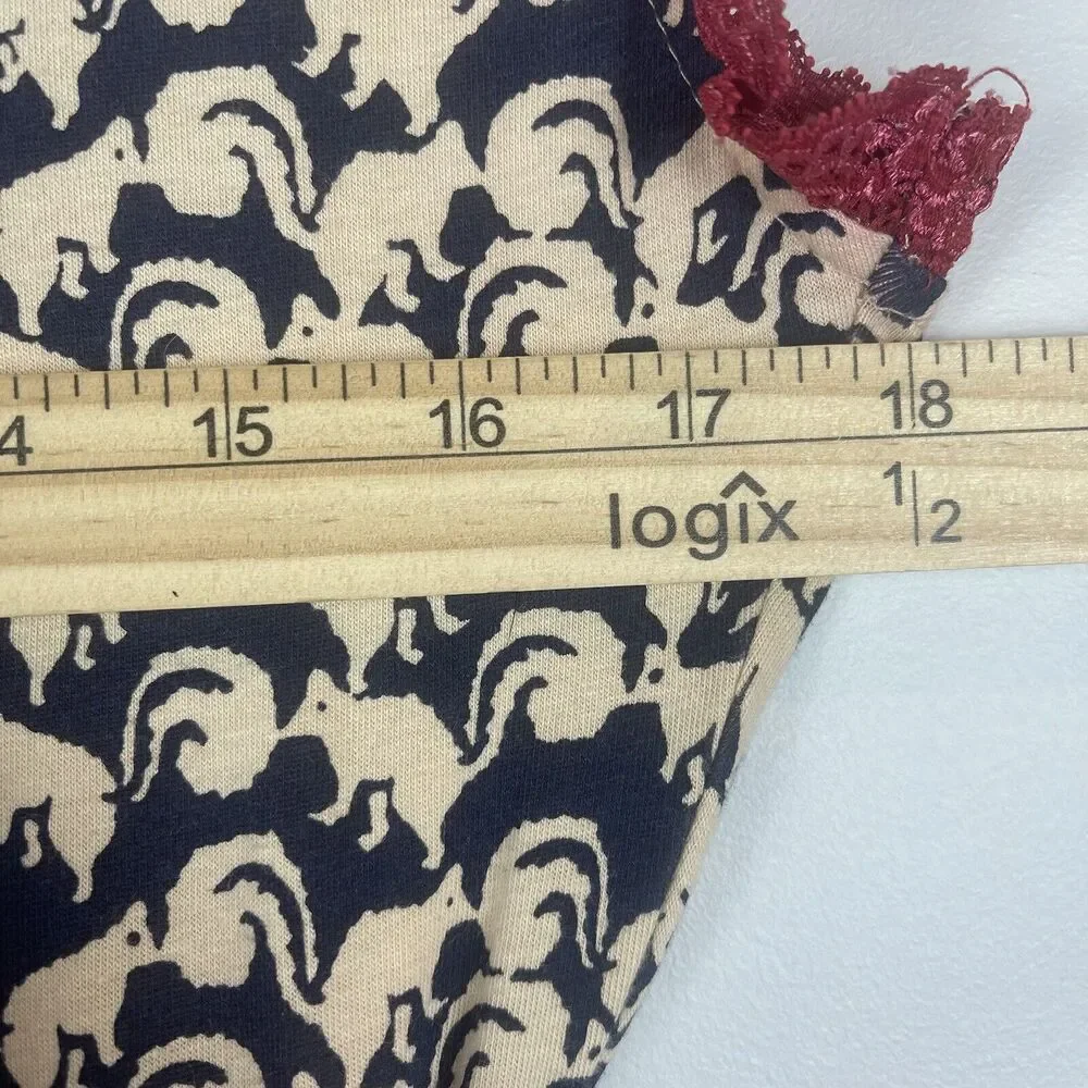 Effie's Heart Navy and Cream Floral Midi Dress with Red Trim - Picture 13 of 15